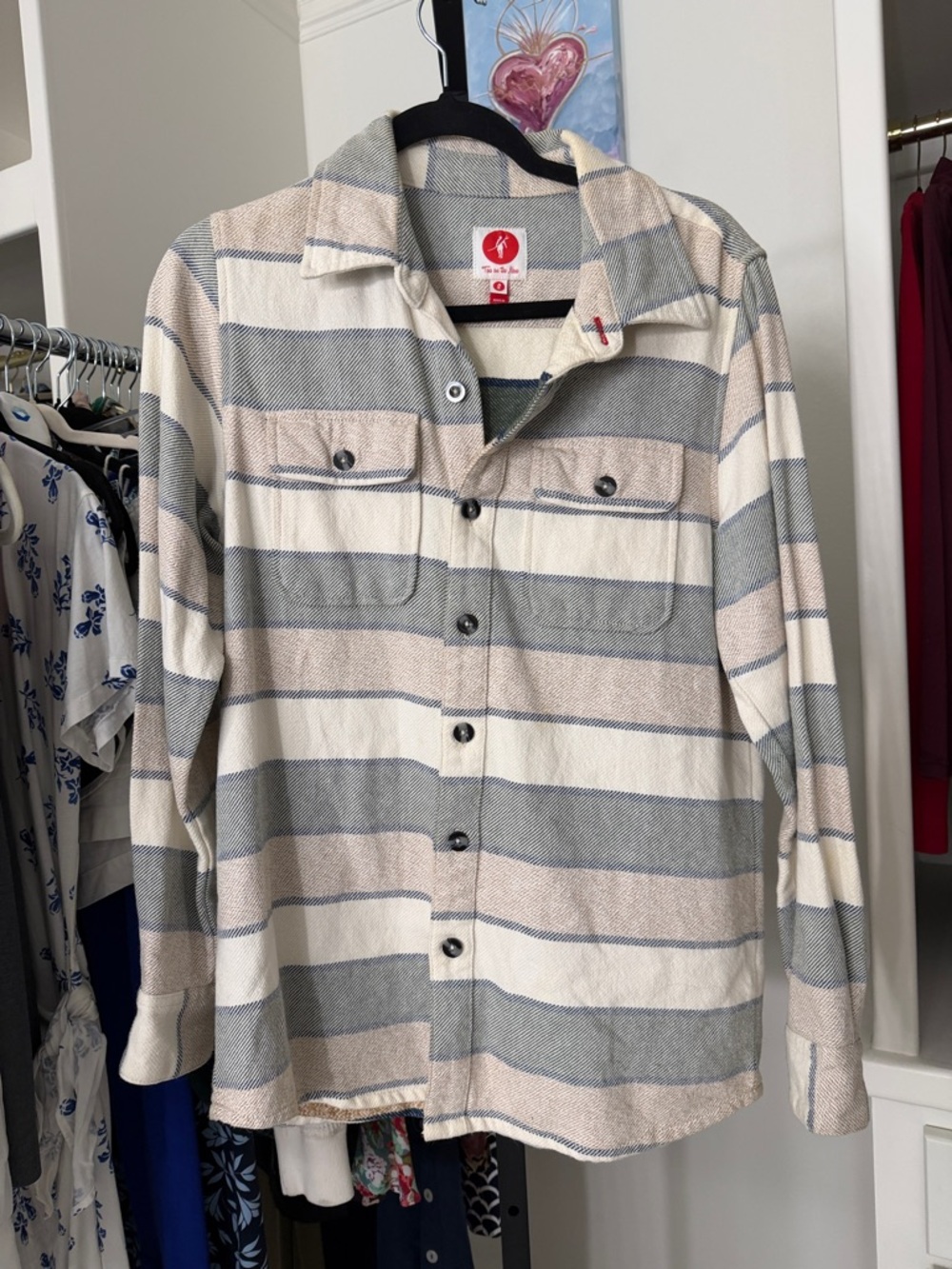 Toes on the Nose Men's long sleeve striped button down shirt size small